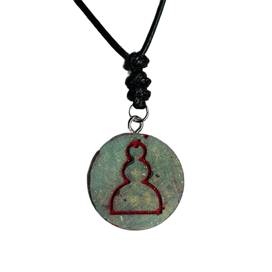 Green Pawn - Handmade Resin Chess Necklace
