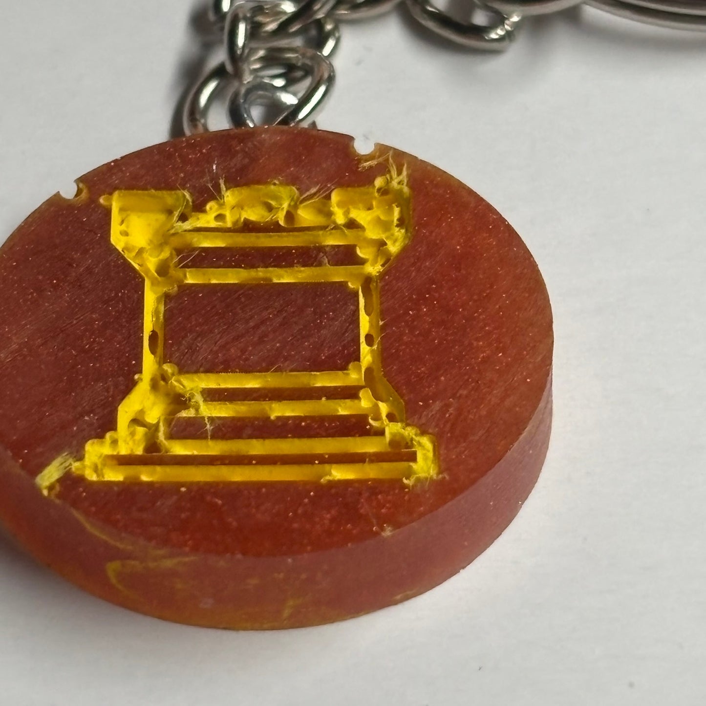 Red Rook & Yellow Lining - Handmade Resin Keychain - Flat Edition