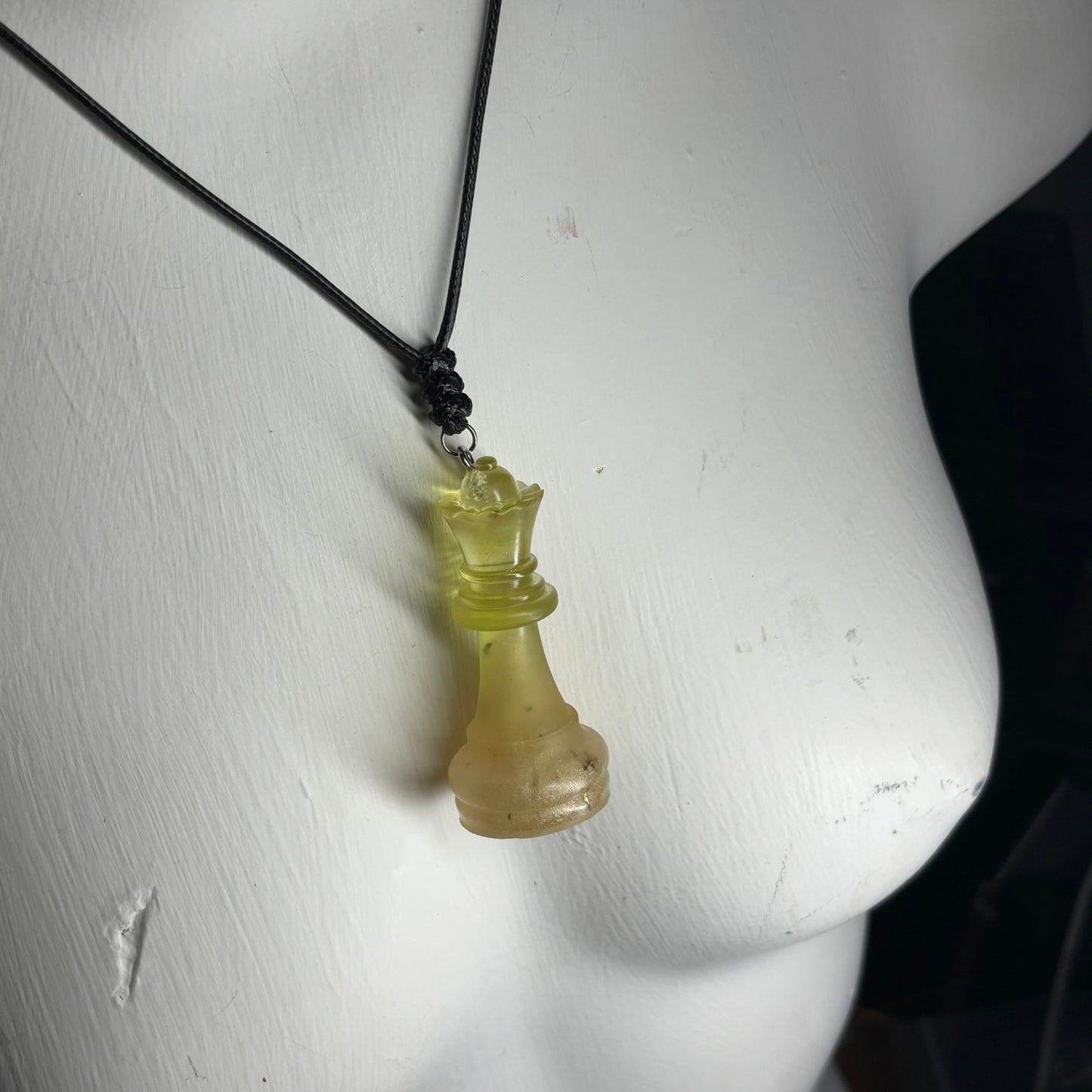 Transparent Yellow Queen - Handmade Resin Chess Necklace