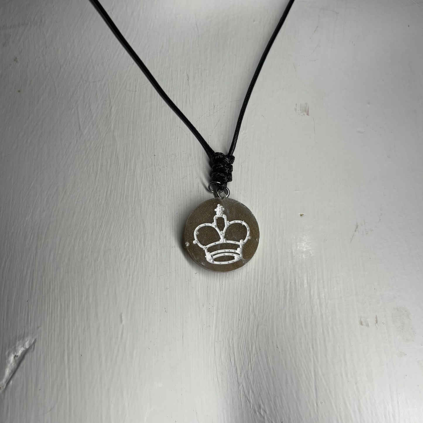 Dirty Brown King - Handmade Resin Chess Necklace - Flat Edition