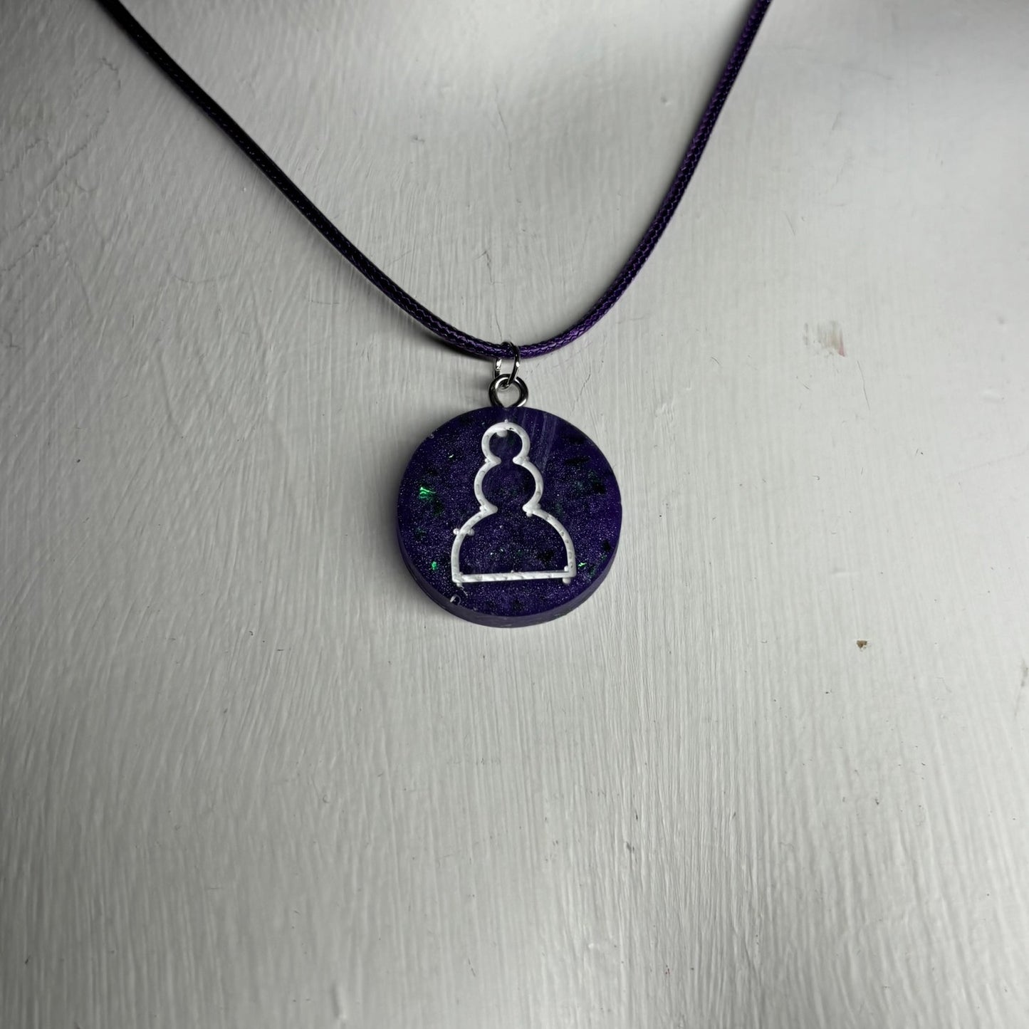 Purple Crystal Pawn - Handmade Resin Chess Necklace