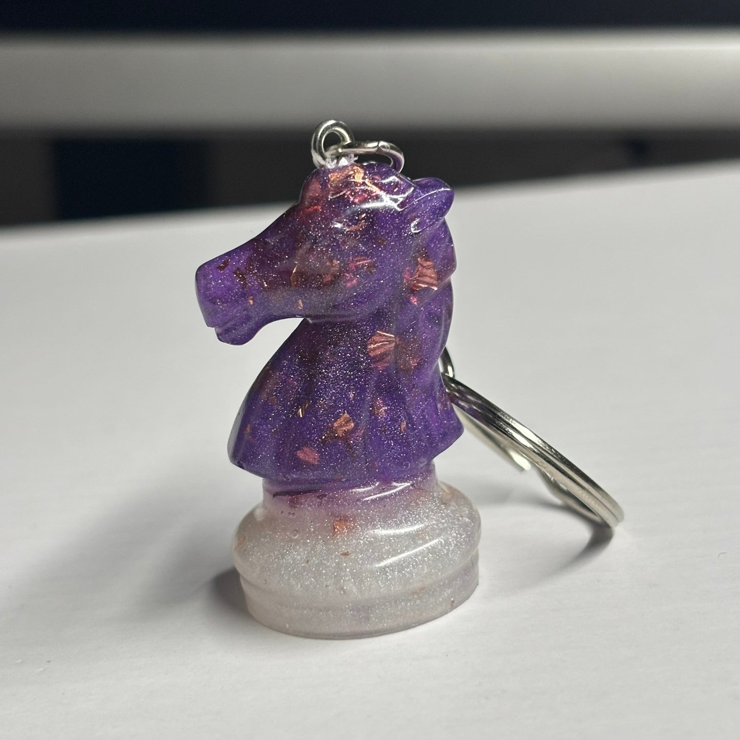 White/Purple Knight - Handmade Resin Keychain