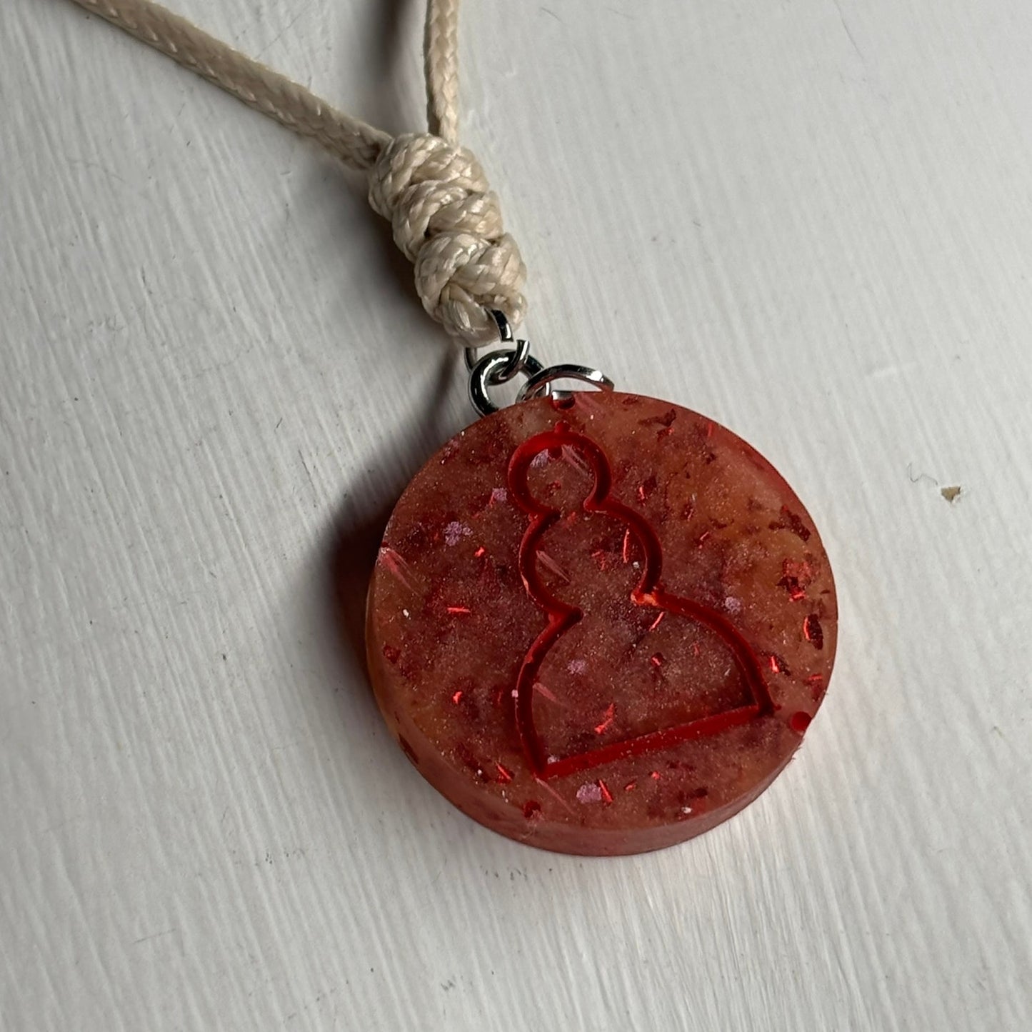 Fire Red Pawn - Handmade Resin Chess Necklace