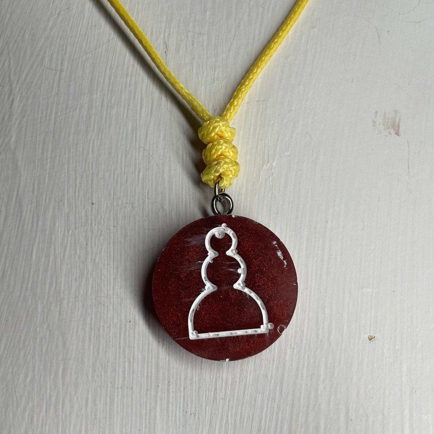 Violet Red Pawn - Handmade Resin Chess Necklace