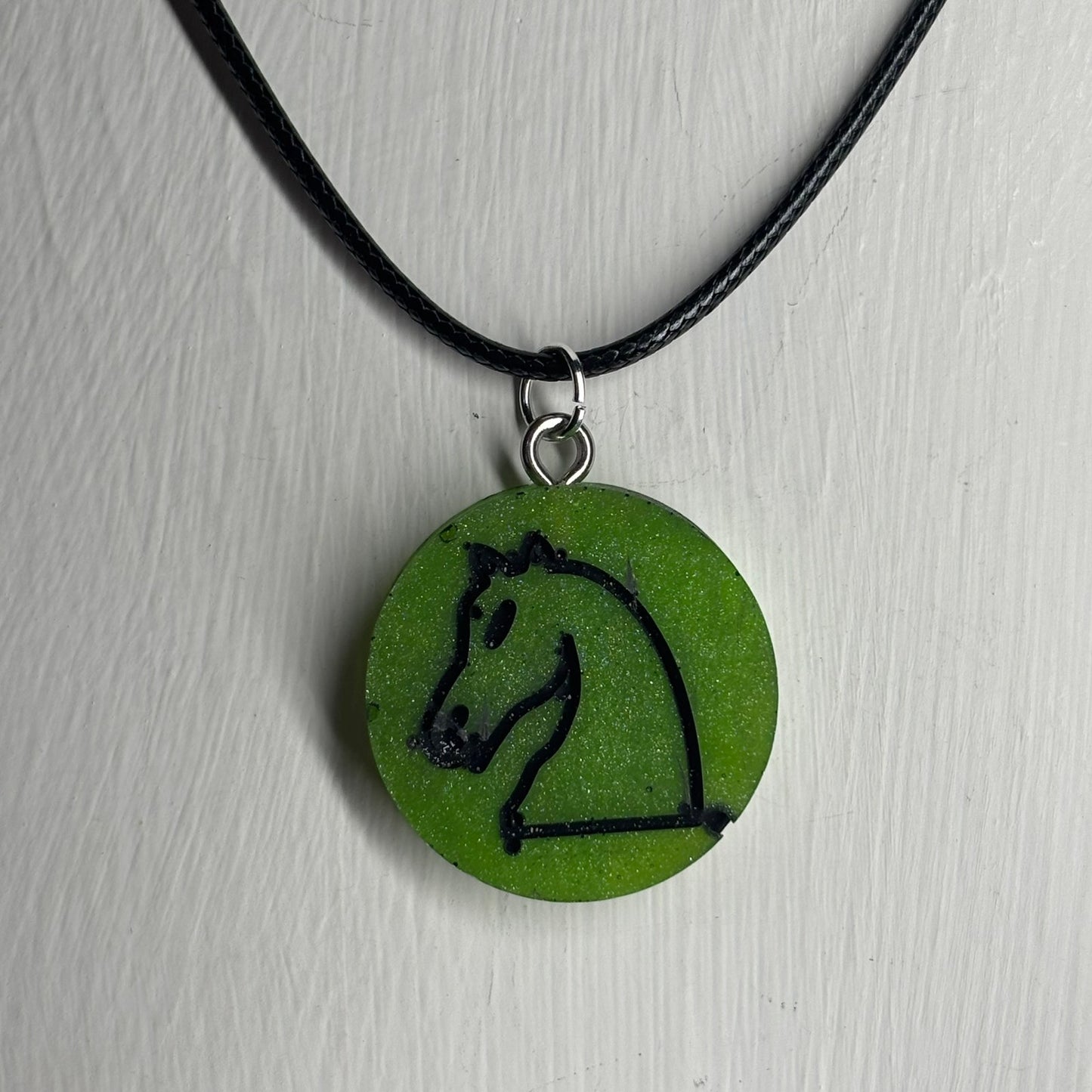 Green Knight - Handmade Resin Chess Necklace