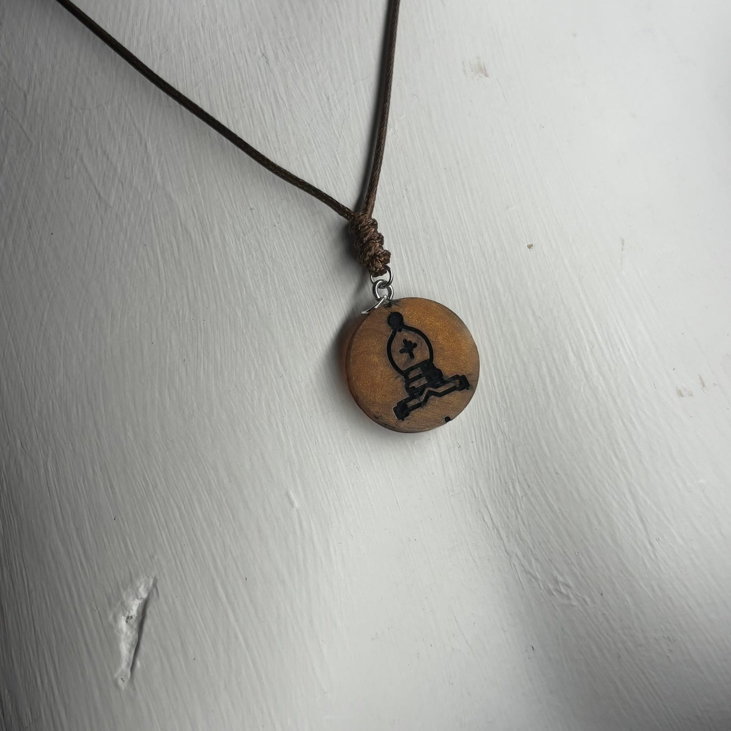 Dark Orange Bishop - Handmade Resin Chess Necklace