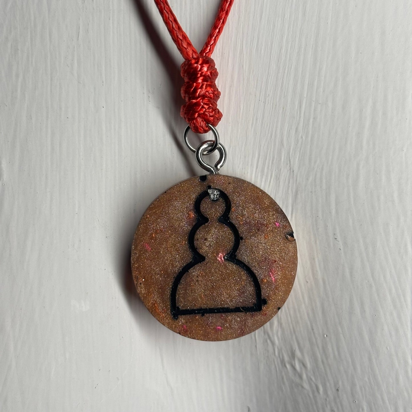 Orange Glow Pawn - Handmade Resin Chess Necklace