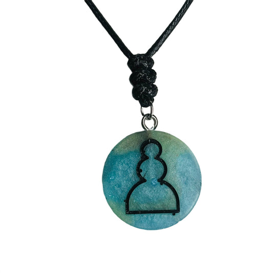 Crystal Blue Pawn - Handmade Resin Chess Necklace
