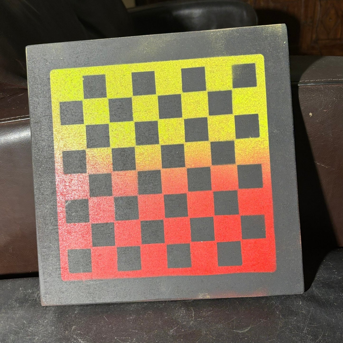 Red/Green & Black - Painted Chess Board
