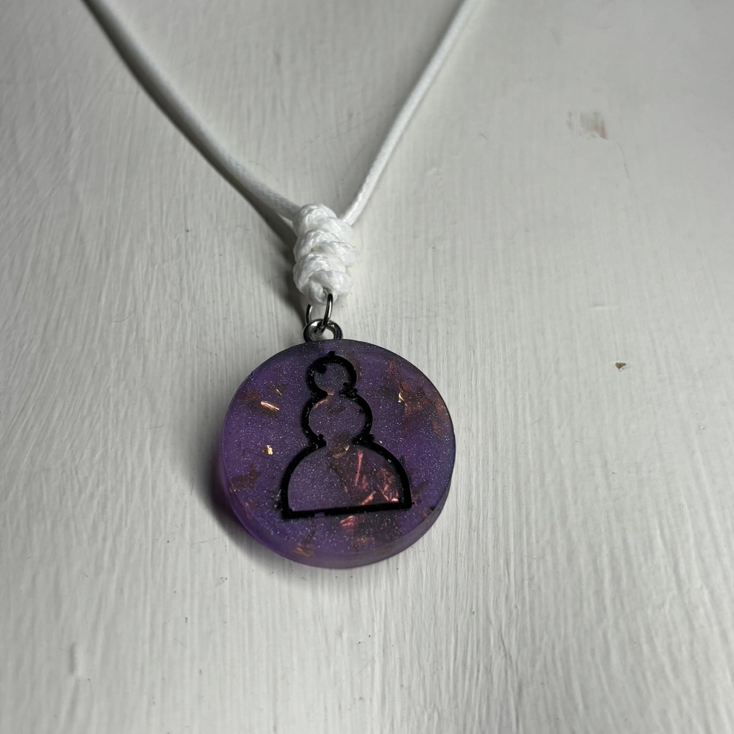Purple Pawn - Handmade Resin Chess Necklace - Flat Edition