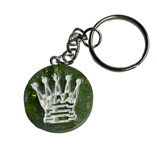Fire Green Queen - Handmade Resin Keychain - Flat Edition