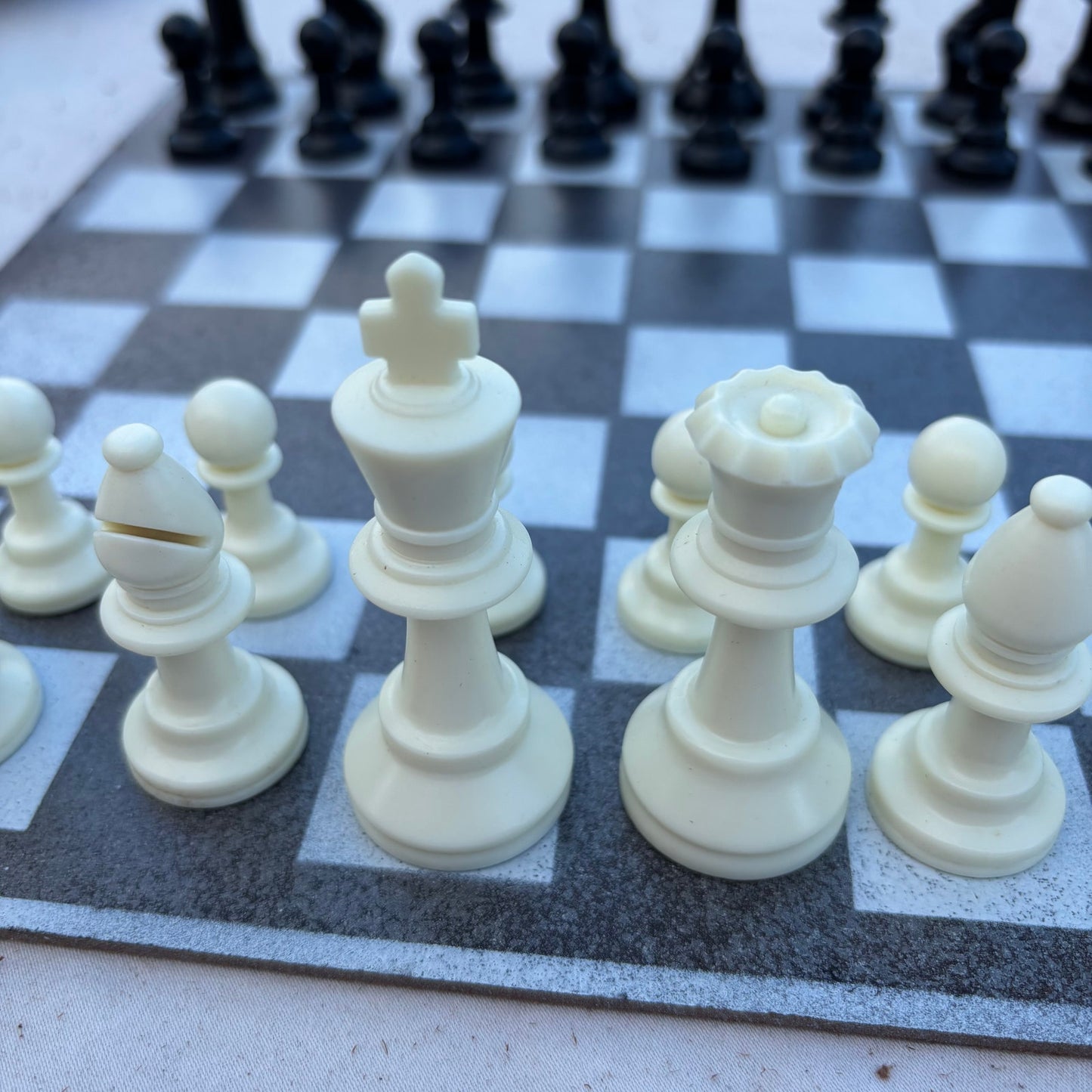 Gray & White - Painted Chess Set