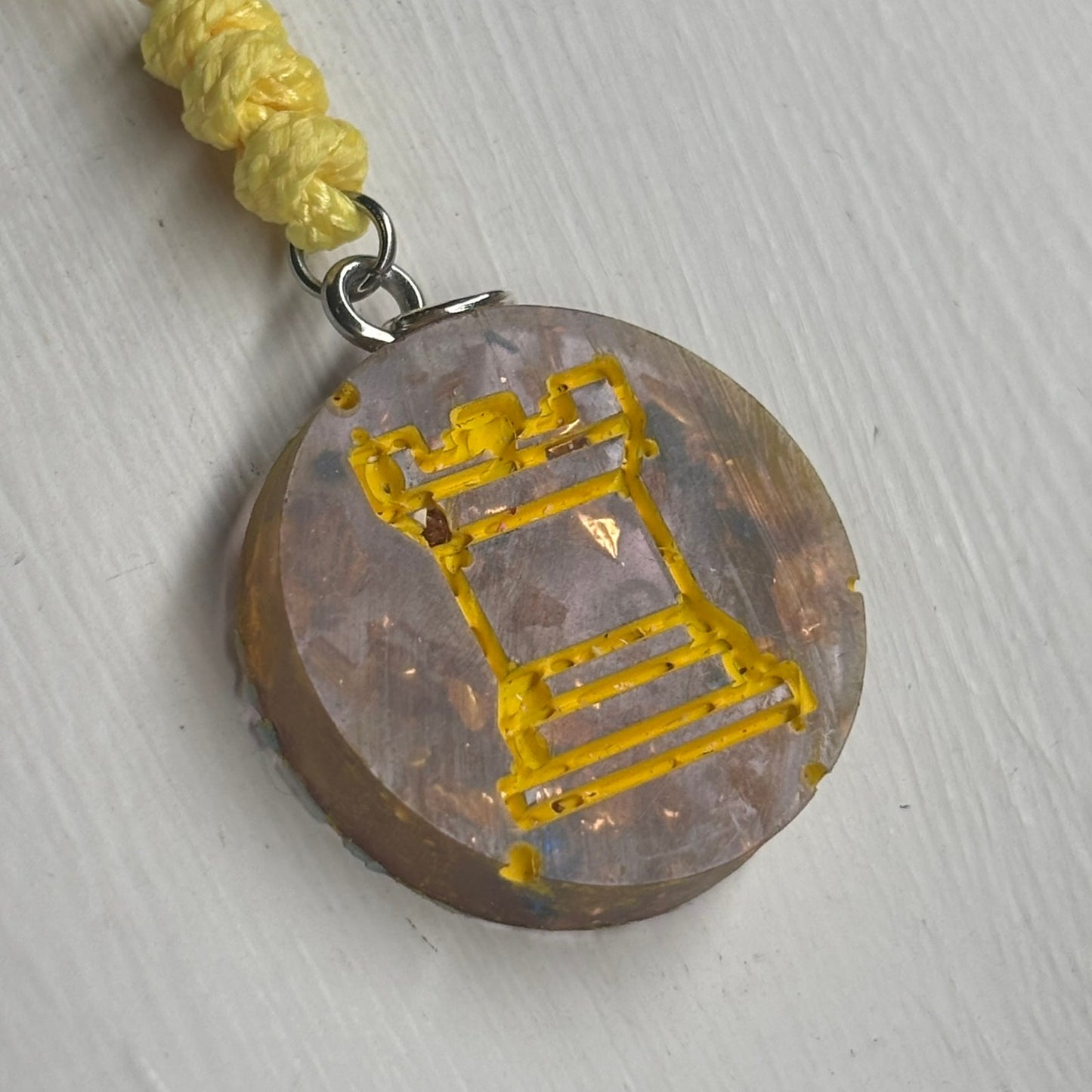 Crystal Yellow Rook - Handmade Resin Chess Necklace