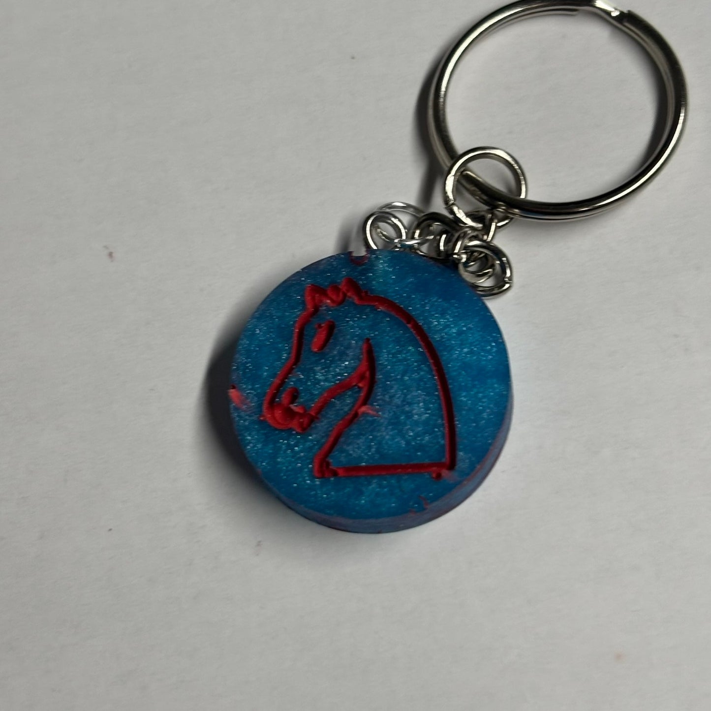Blue/Red Knight - Handmade Resin Keychain