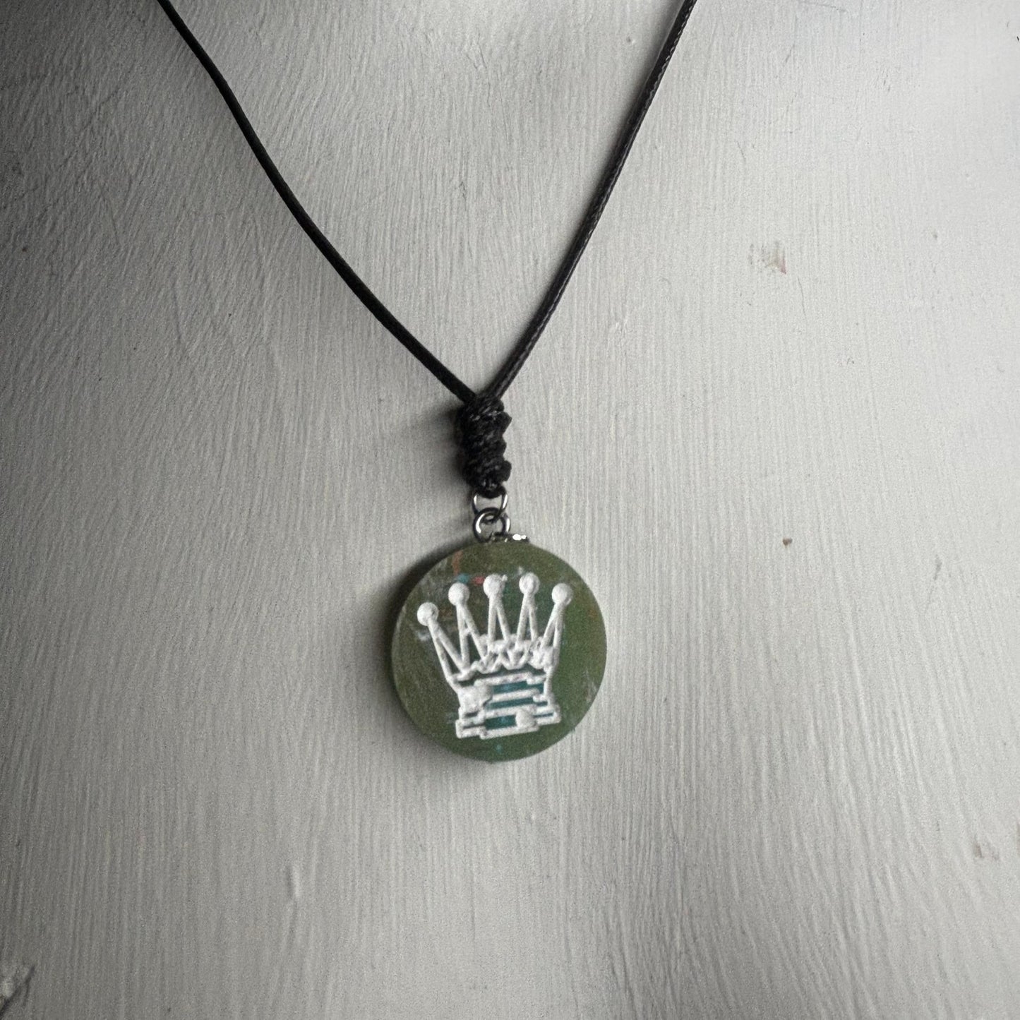 Green Queen - Handmade Resin Chess Necklace