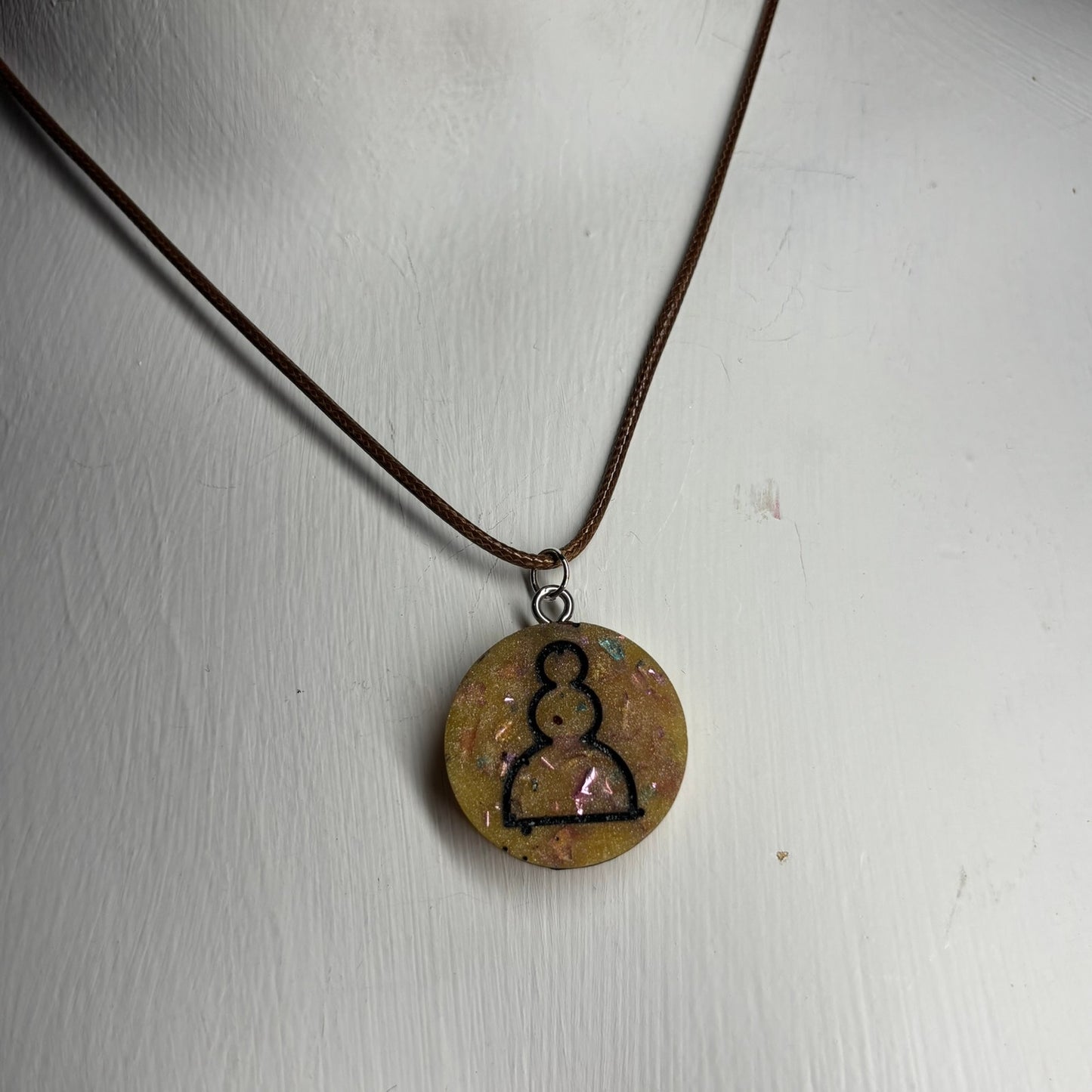 Crystal Yellow Pawn - Handmade Resin Chess Necklace