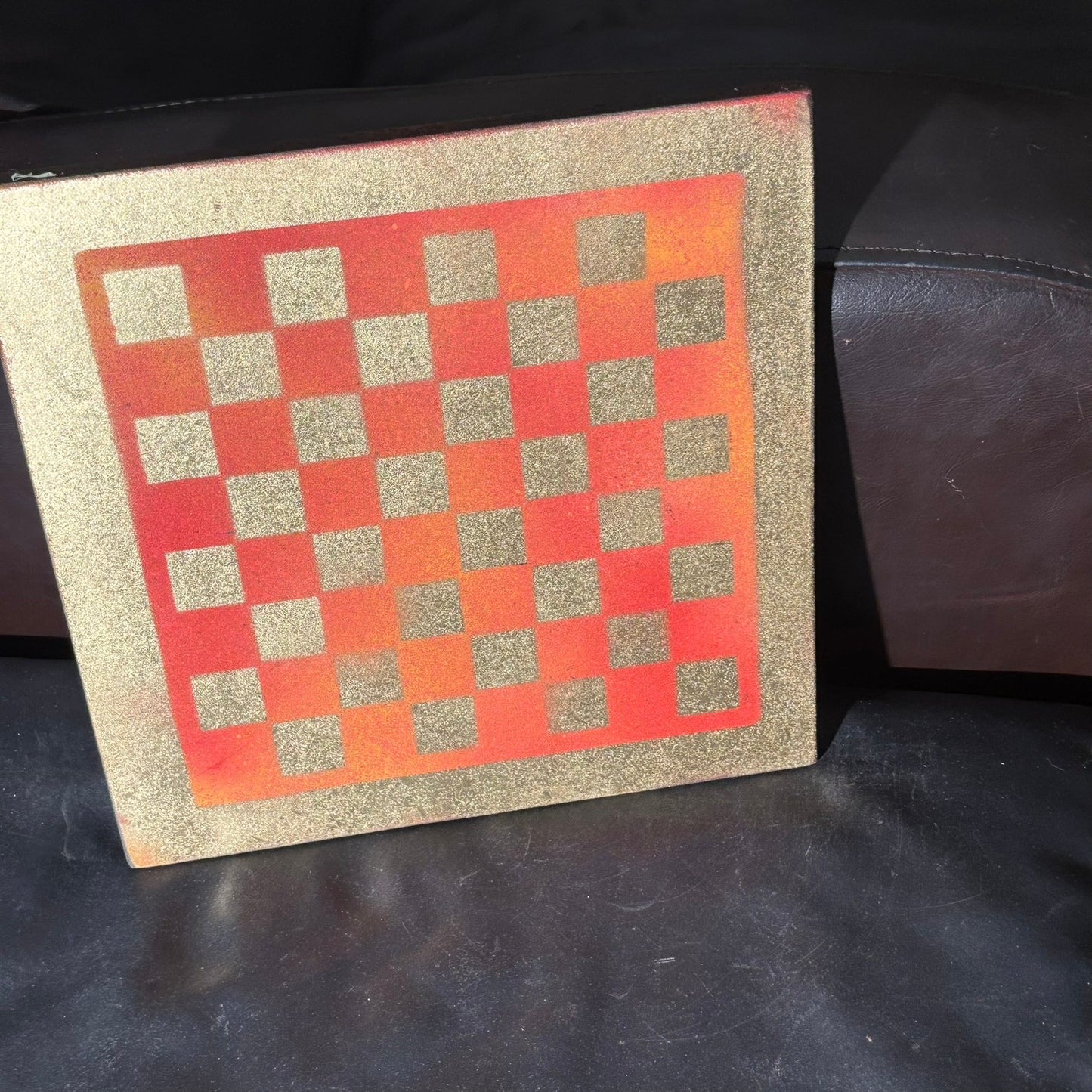 Orange Fire Gold - Painted Chess Board