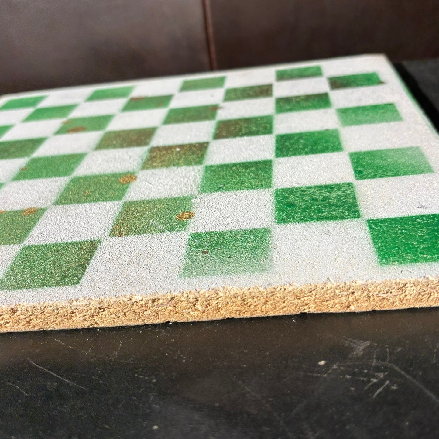 Green & White, Golden Blush - Painted Chess Board