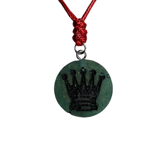 Lush Green Queen - Handmade Resin Chess Necklace