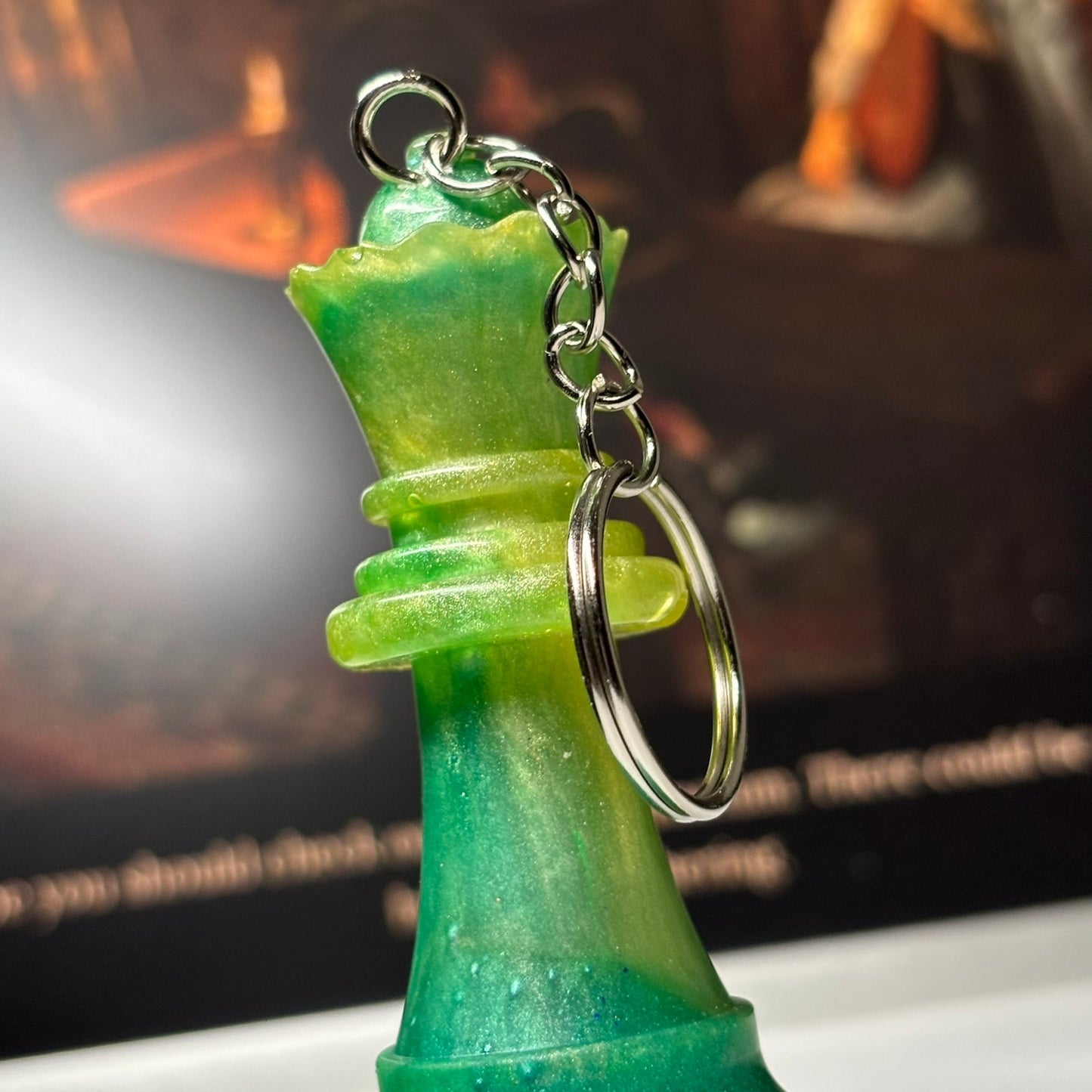 Lime Green Queen - Handmade Resin Keychain - Large Edition