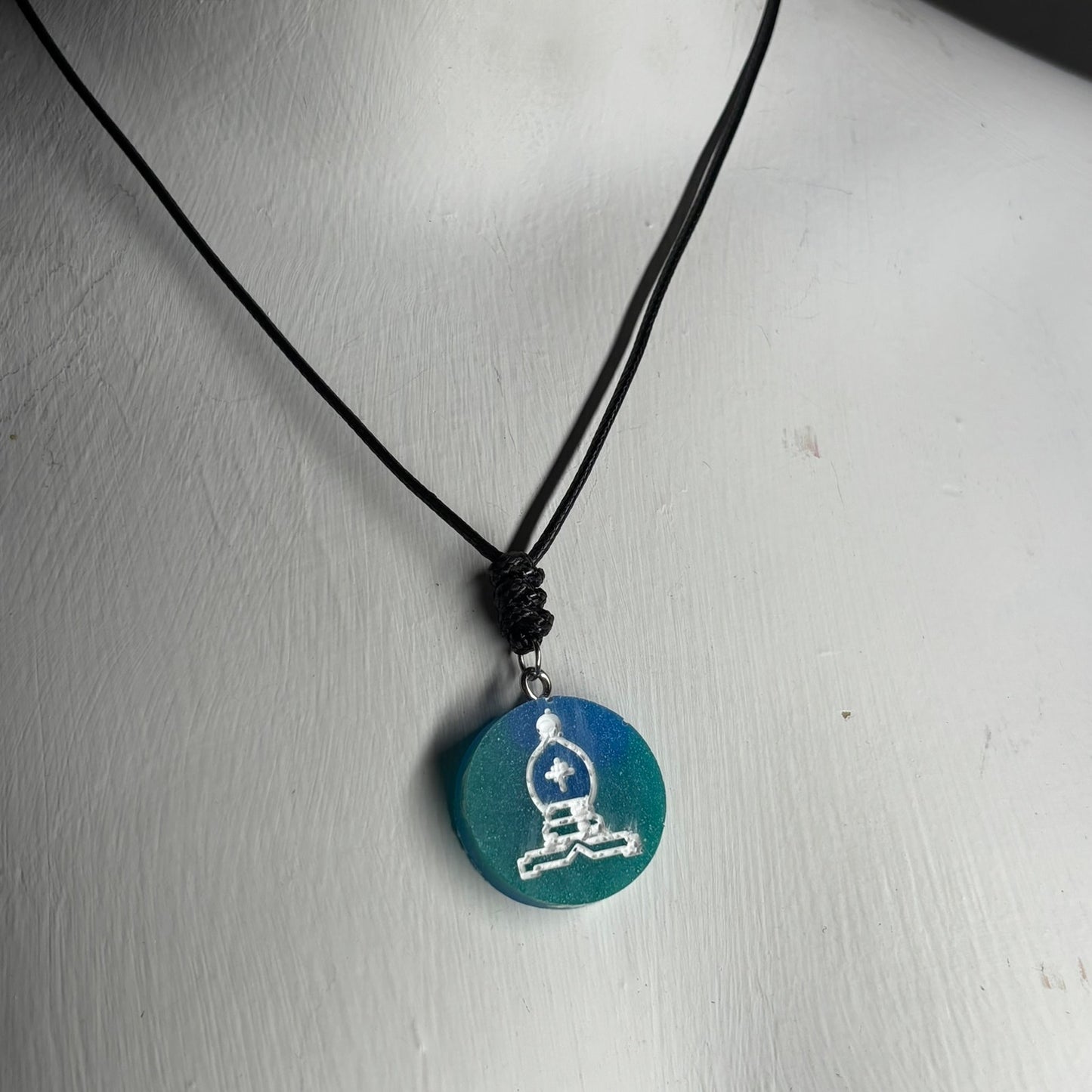 Blue Bishop - Handmade Resin Chess Necklace