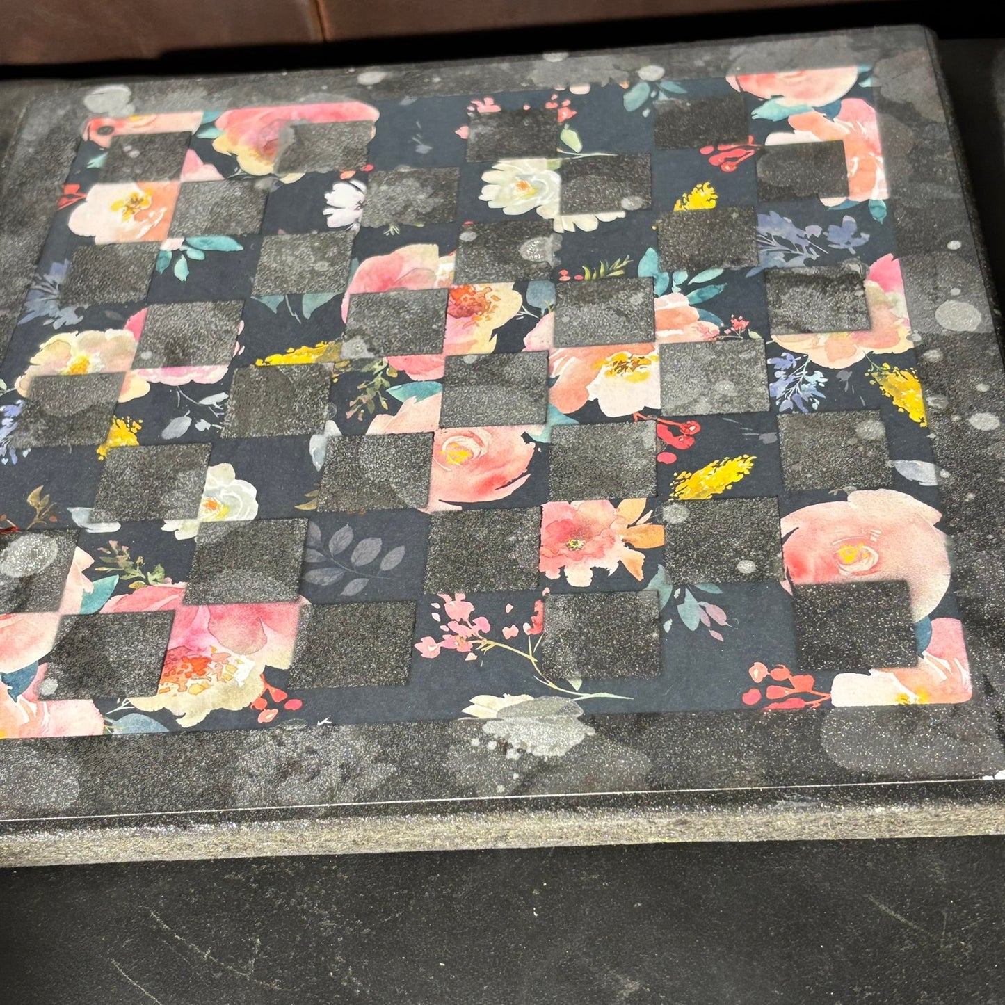 Vintage Flowers - Scrapbook Chess Board