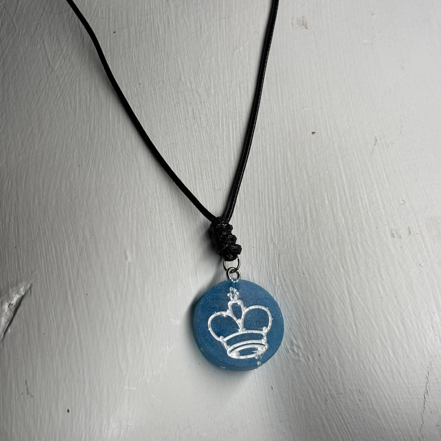 Blue King - Handmade Resin Chess Necklace