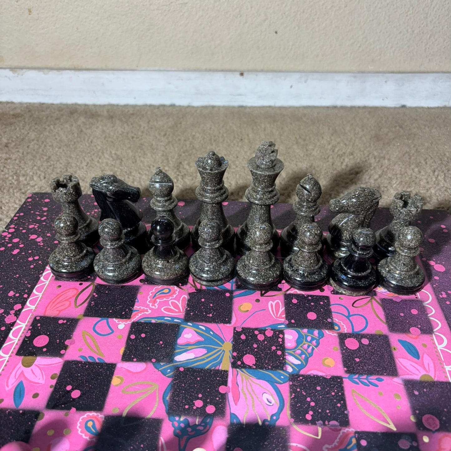 Butterfly Pink - Large Deluxe Chess Set
