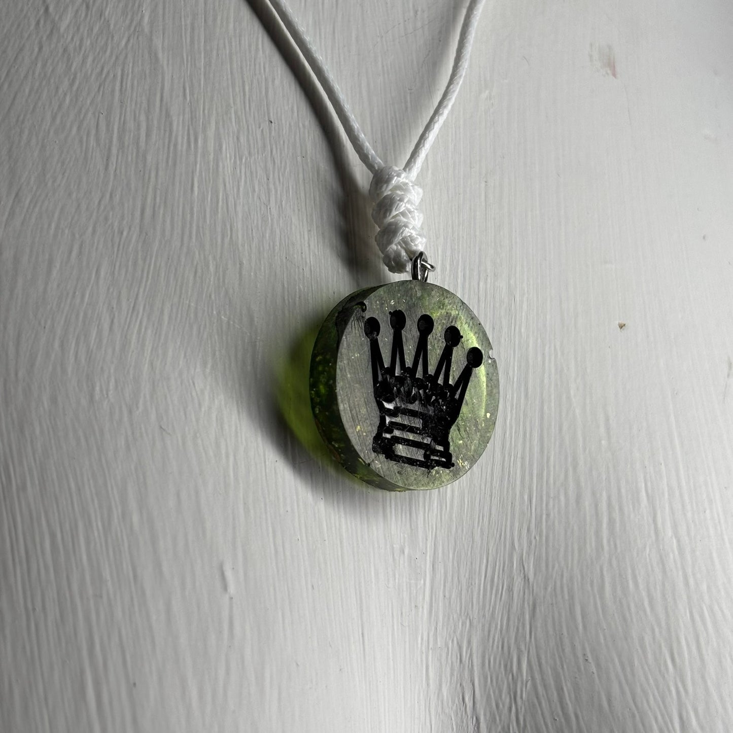 Dark Crystal Green - Handmade Resin Chess Necklace