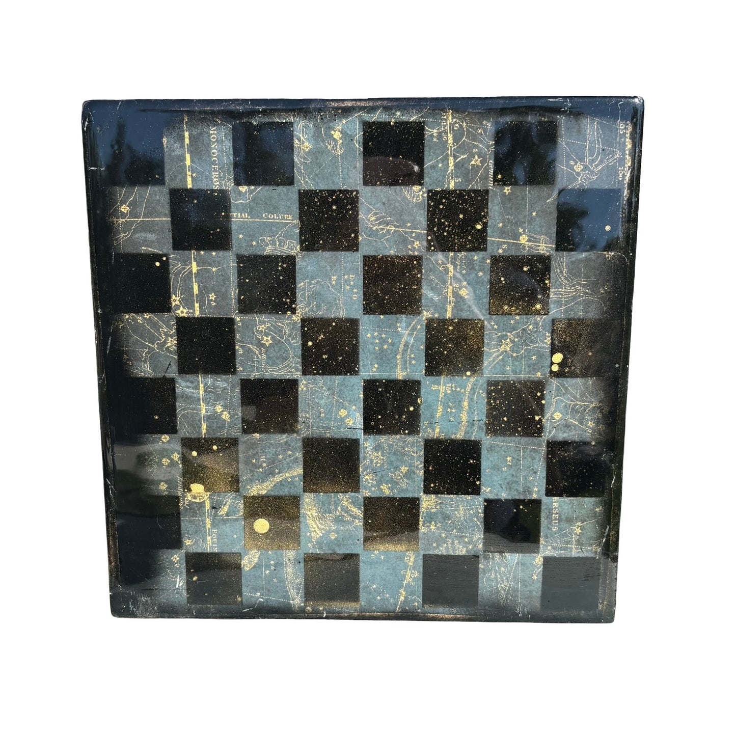 Space Alien Blue - Resin Coated Chess Board