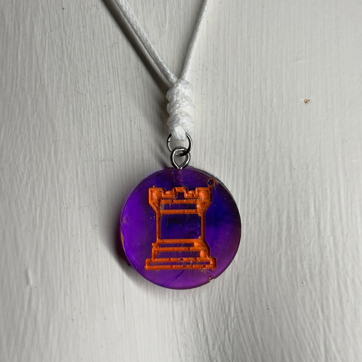 Halloween Purple Rook - Handmade Resin Chess Necklace