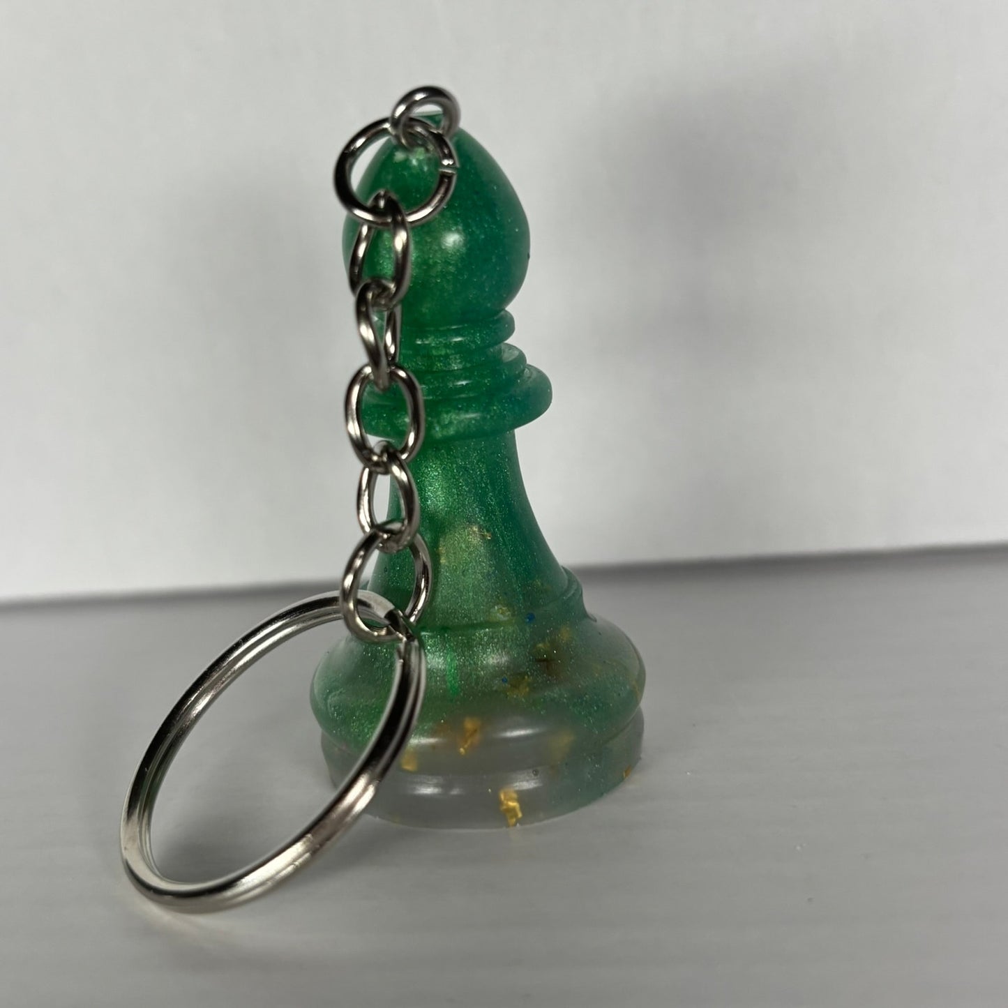 Emerald Green Bishop Handmade Resin Keychain - One of a Kind Design