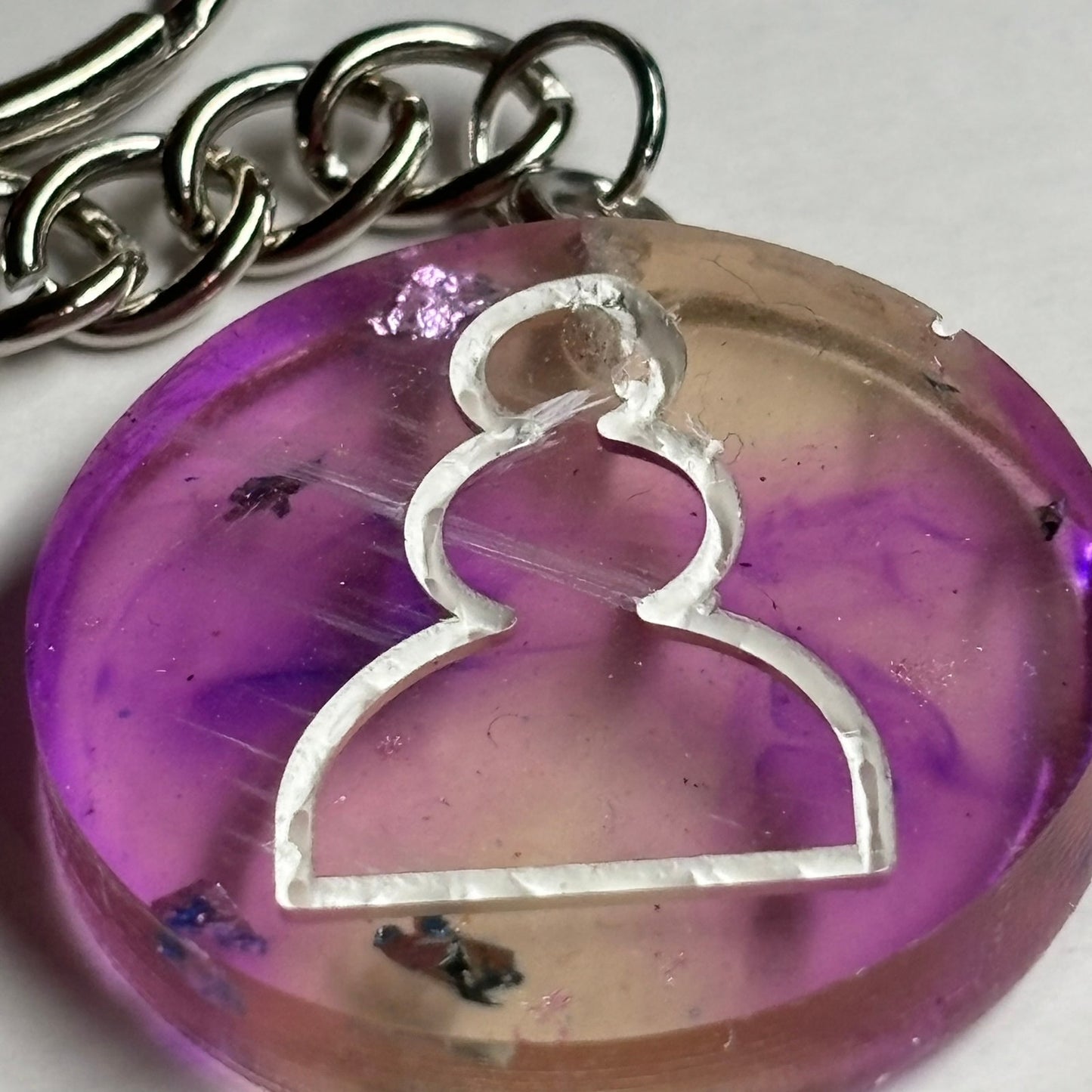 Clear Purple Swirl Pawn - Handmade Resin Keychain