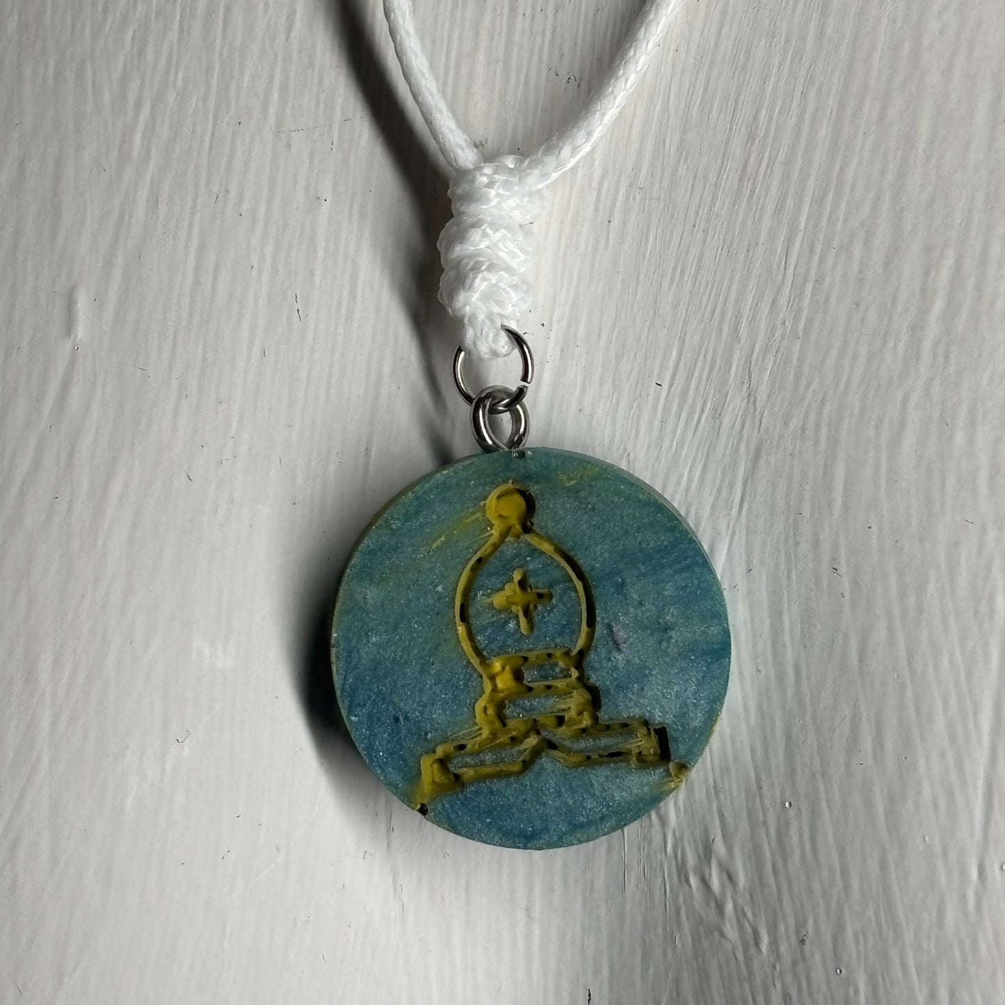 Spaz Blue Bishop - Handmade Resin Chess Necklace