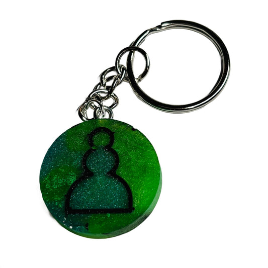 Dark Green Pawn - Handmade Resin Keychain