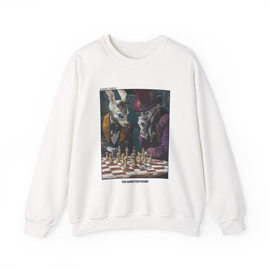 The Want For Power - White Chess Crewneck Sweater