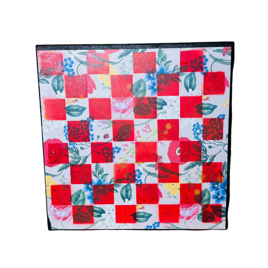 Red Garden Of Flowers - Scrapbook Chess Board