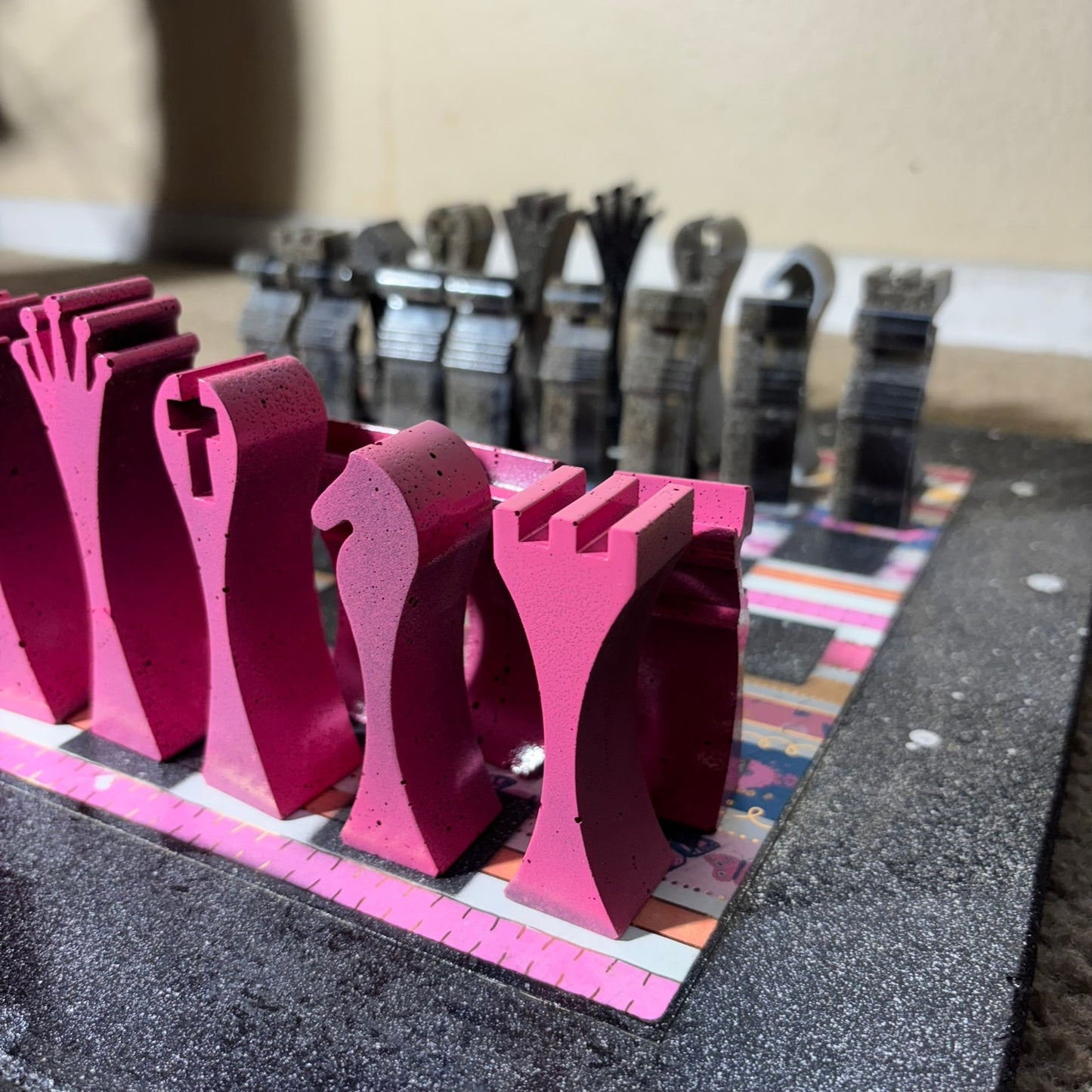 Pink Stripes - Large Deluxe Chess Set