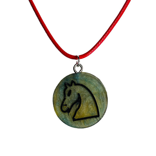 Swamp Green Knight - Handmade Resin Chess Necklace