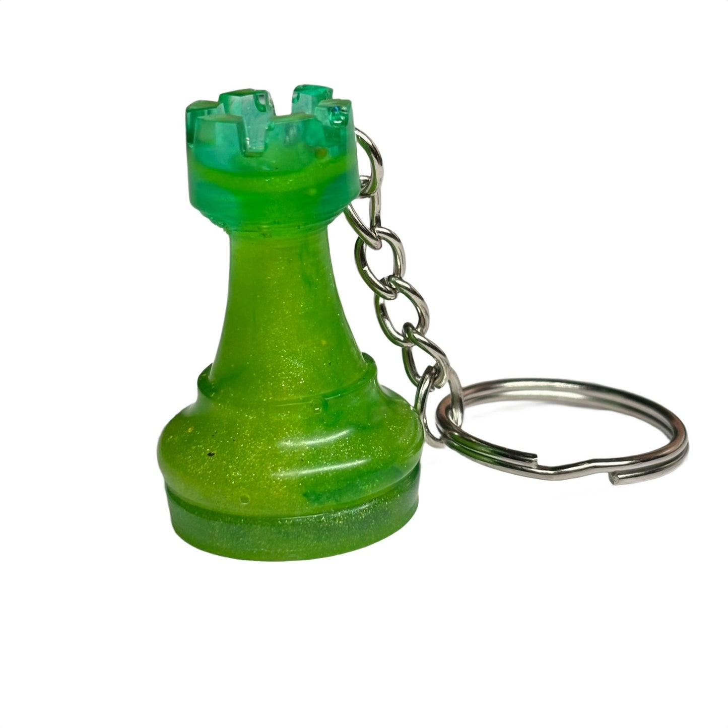 Cosmic Green Rook - Handmade Resin Keychain
