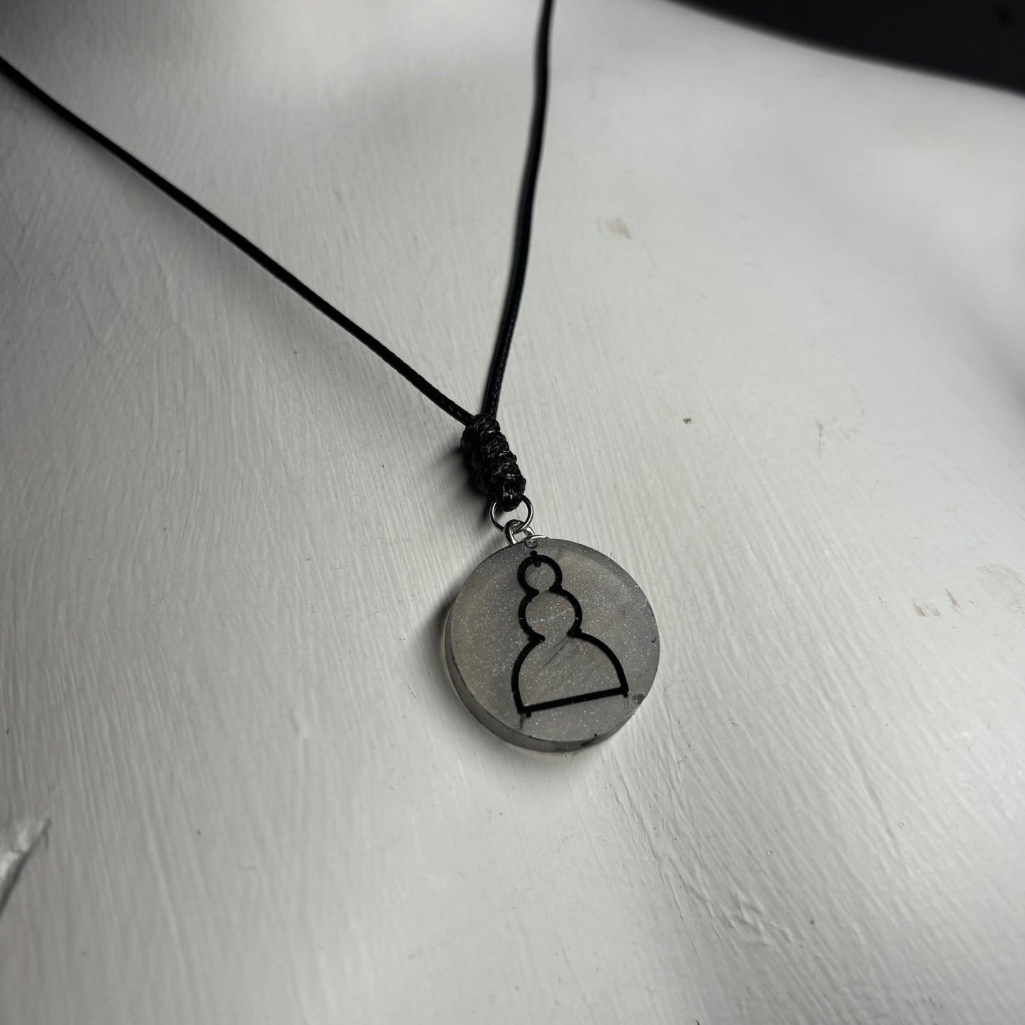 Gray Pawn - Handmade Resin Chess Necklace