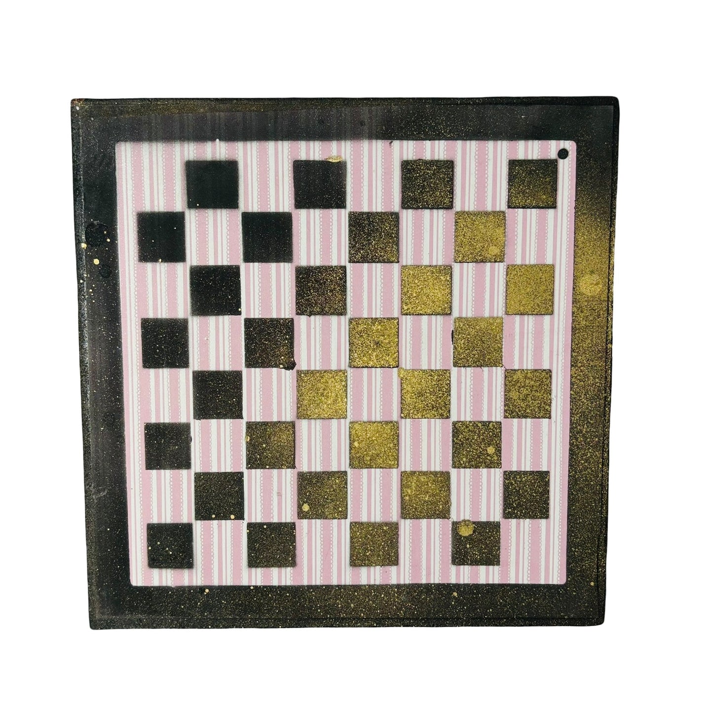Pink Lined Gold - Scrapbook Chess Board