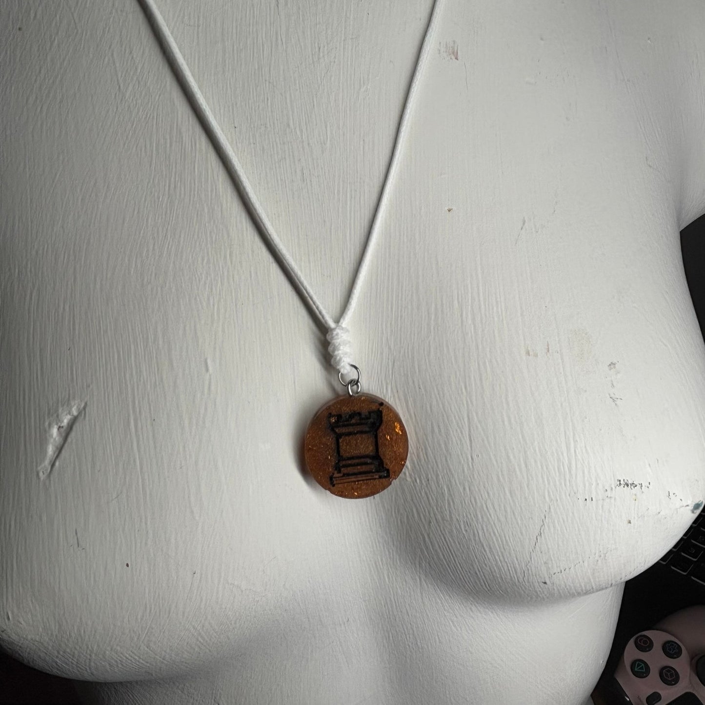 Burnt Brown Rook - Handmade Resin Chess Necklace