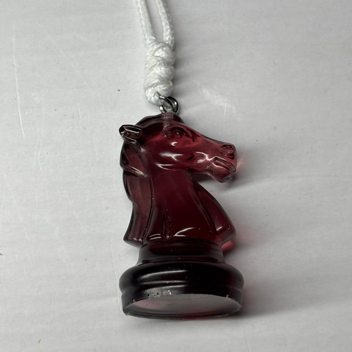 Violet Red Knight - Handmade Resin Chess Necklace