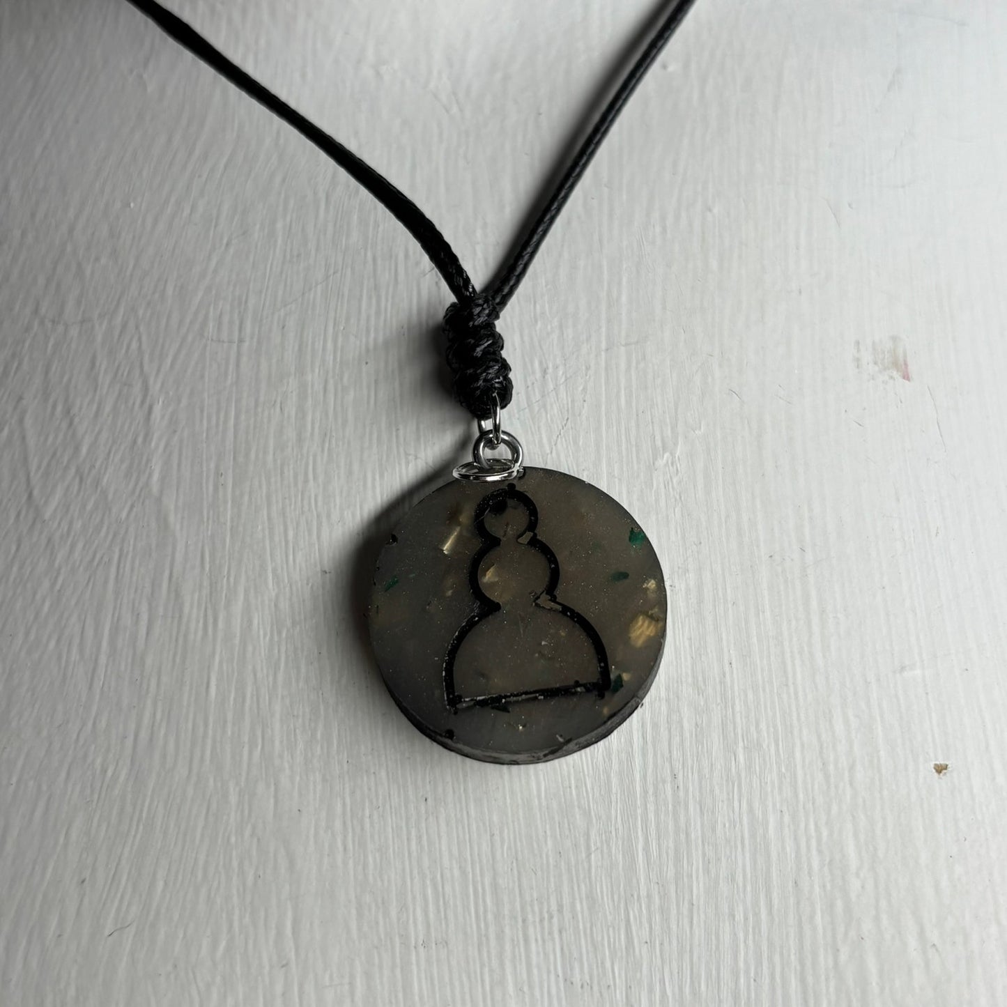 Dark Castle Gray Pawn - Handmade Resin Chess Necklace
