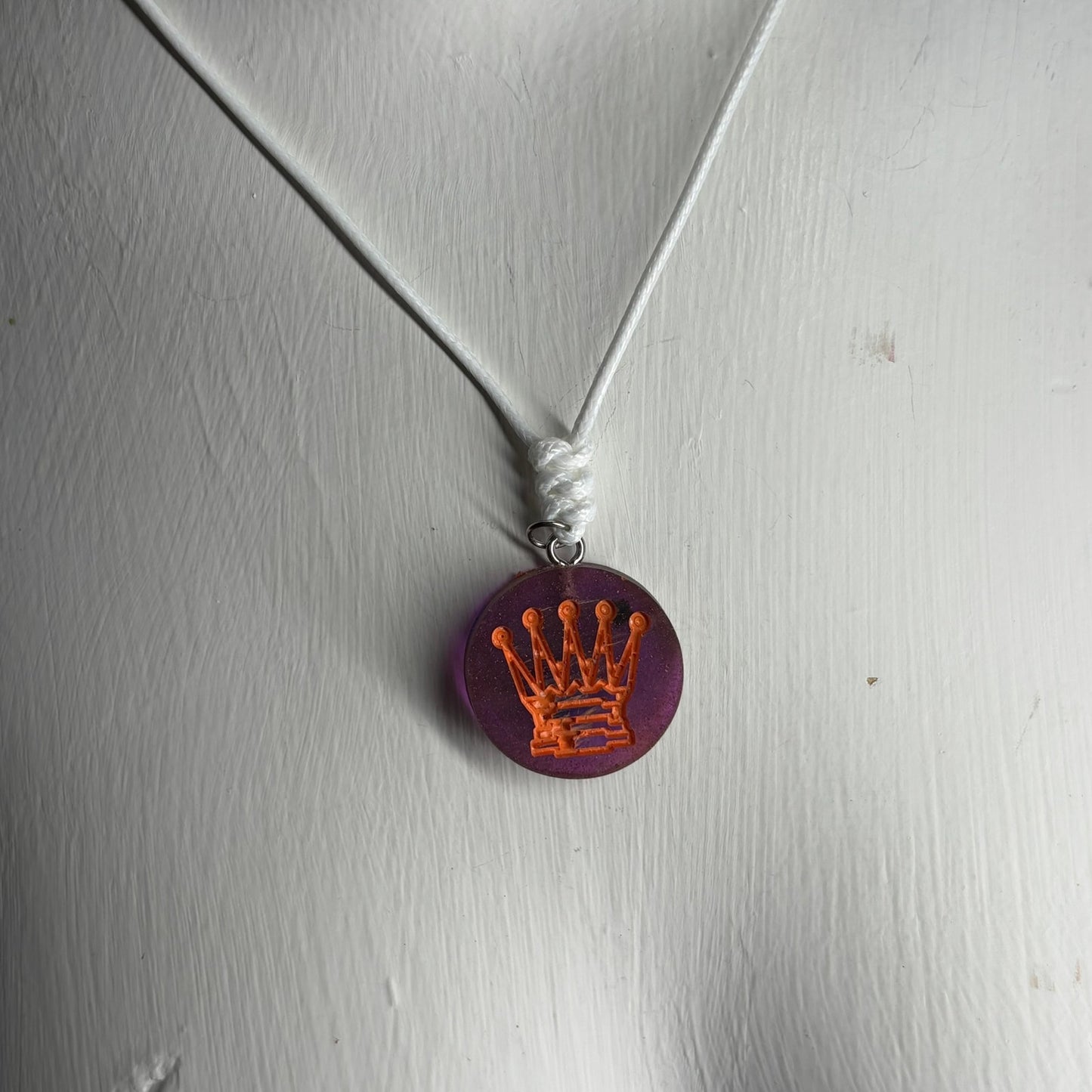 Purple Rein Queen - Handmade Resin Chess Necklace