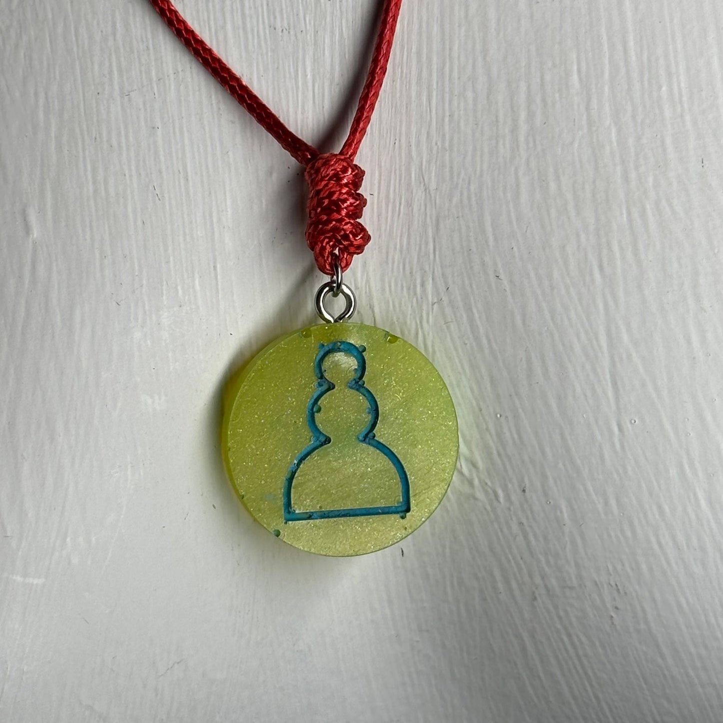 Lime Pawn - Handmade Resin Chess Necklace