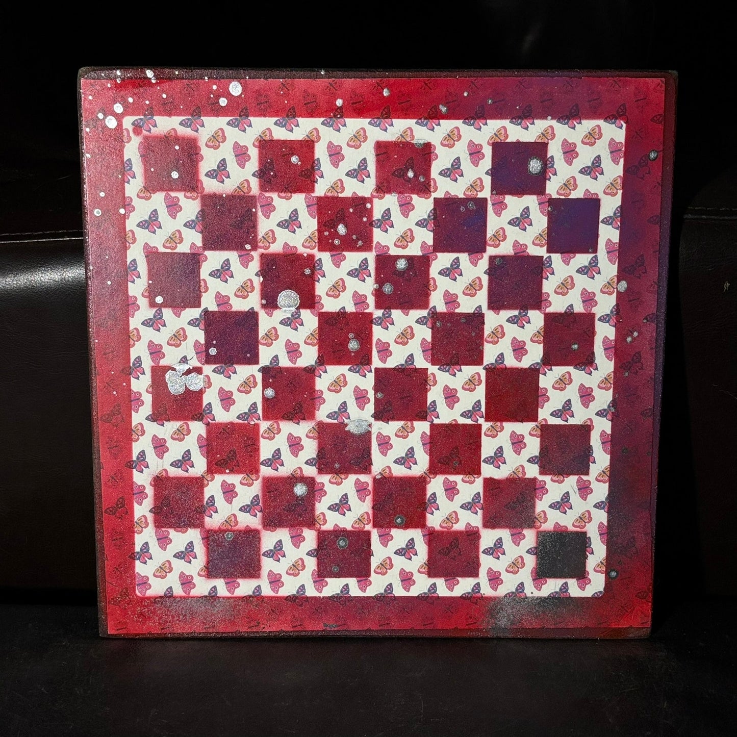 Red Butterflies - Scrapbook Chess Board
