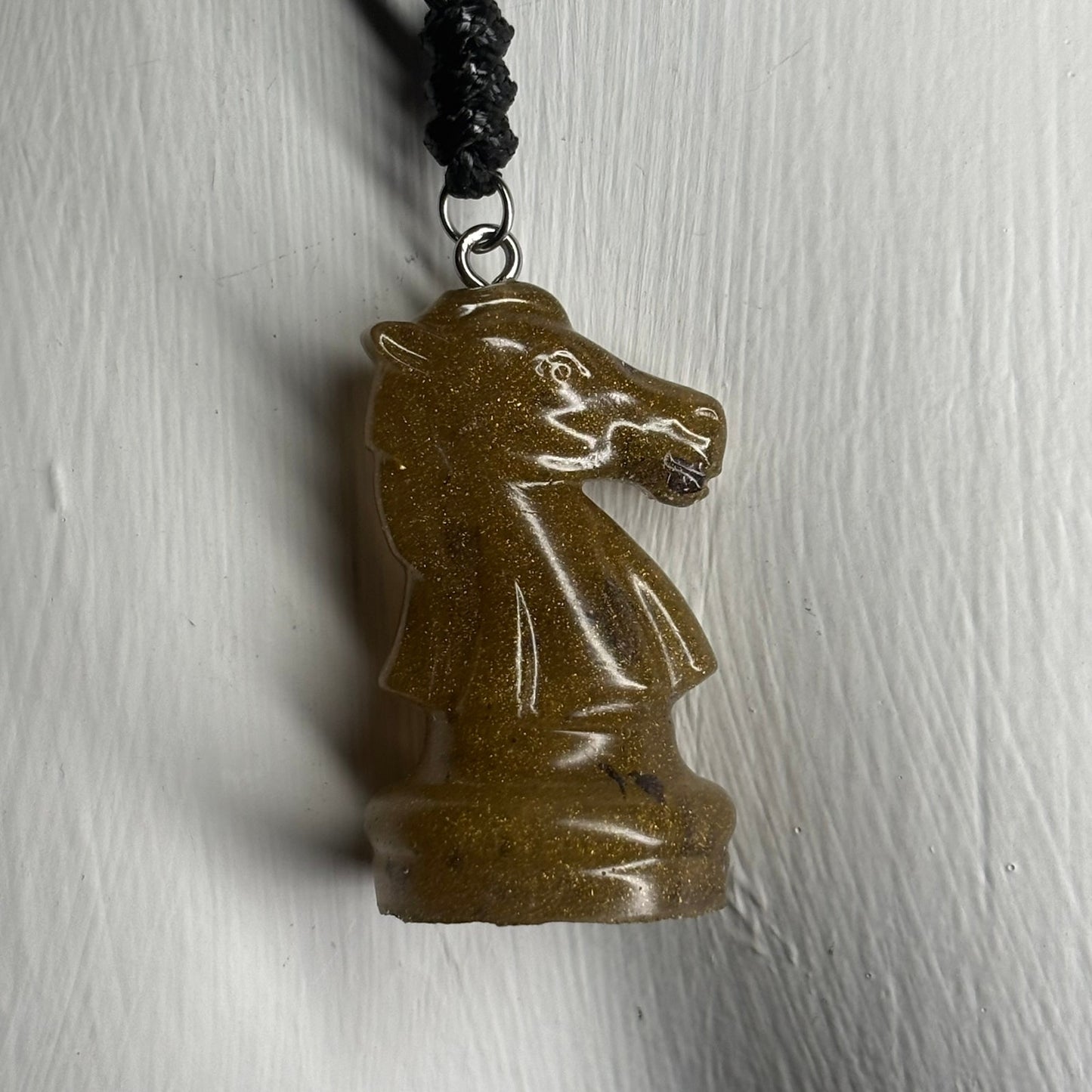 Dark Yellow Knight - Handmade Resin Chess Necklace