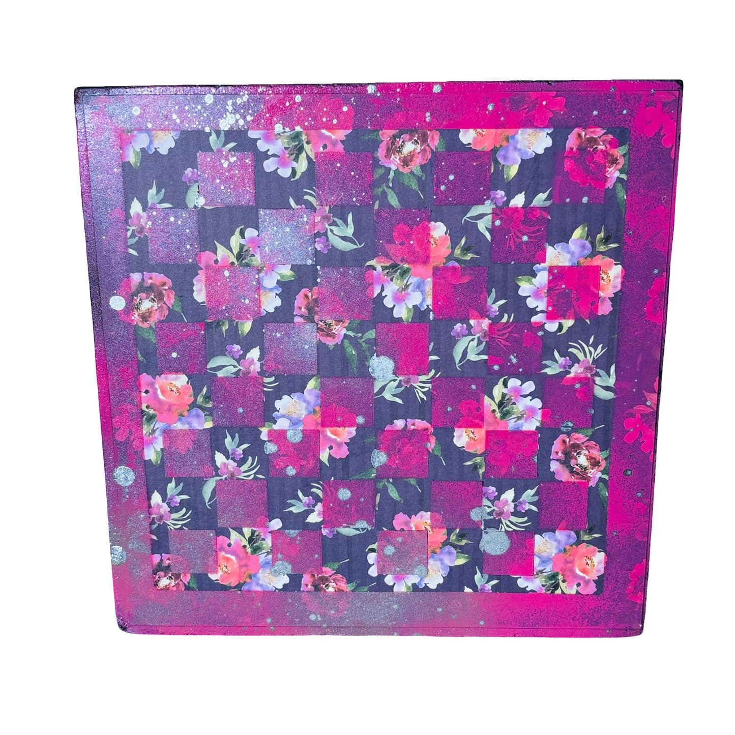 Vintage Purple Flower - Scrapbook Chess Board